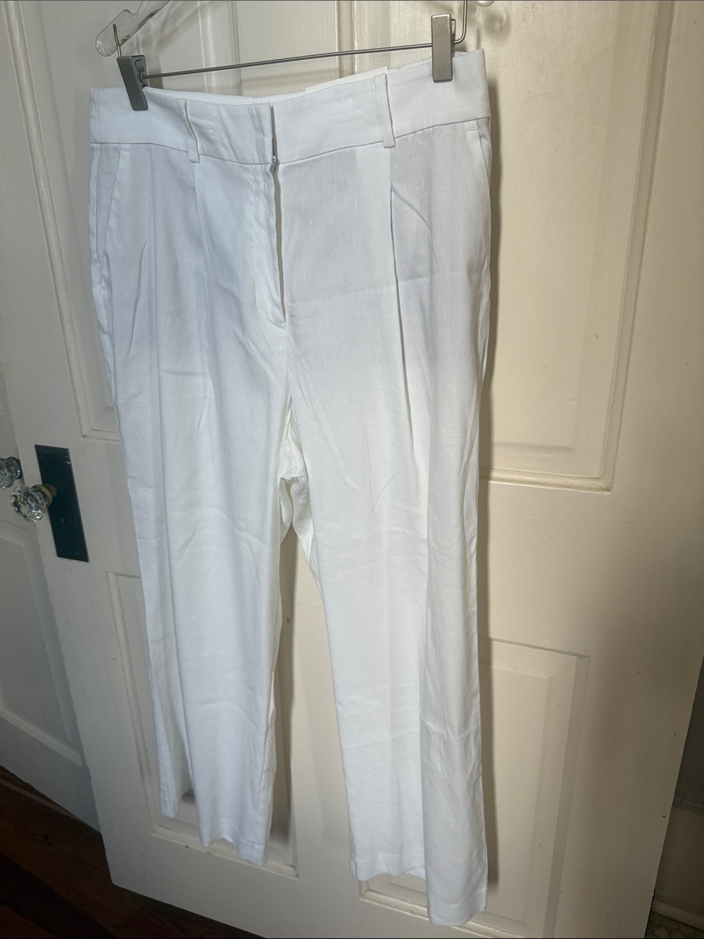 White Tailored Linen Blend Pants